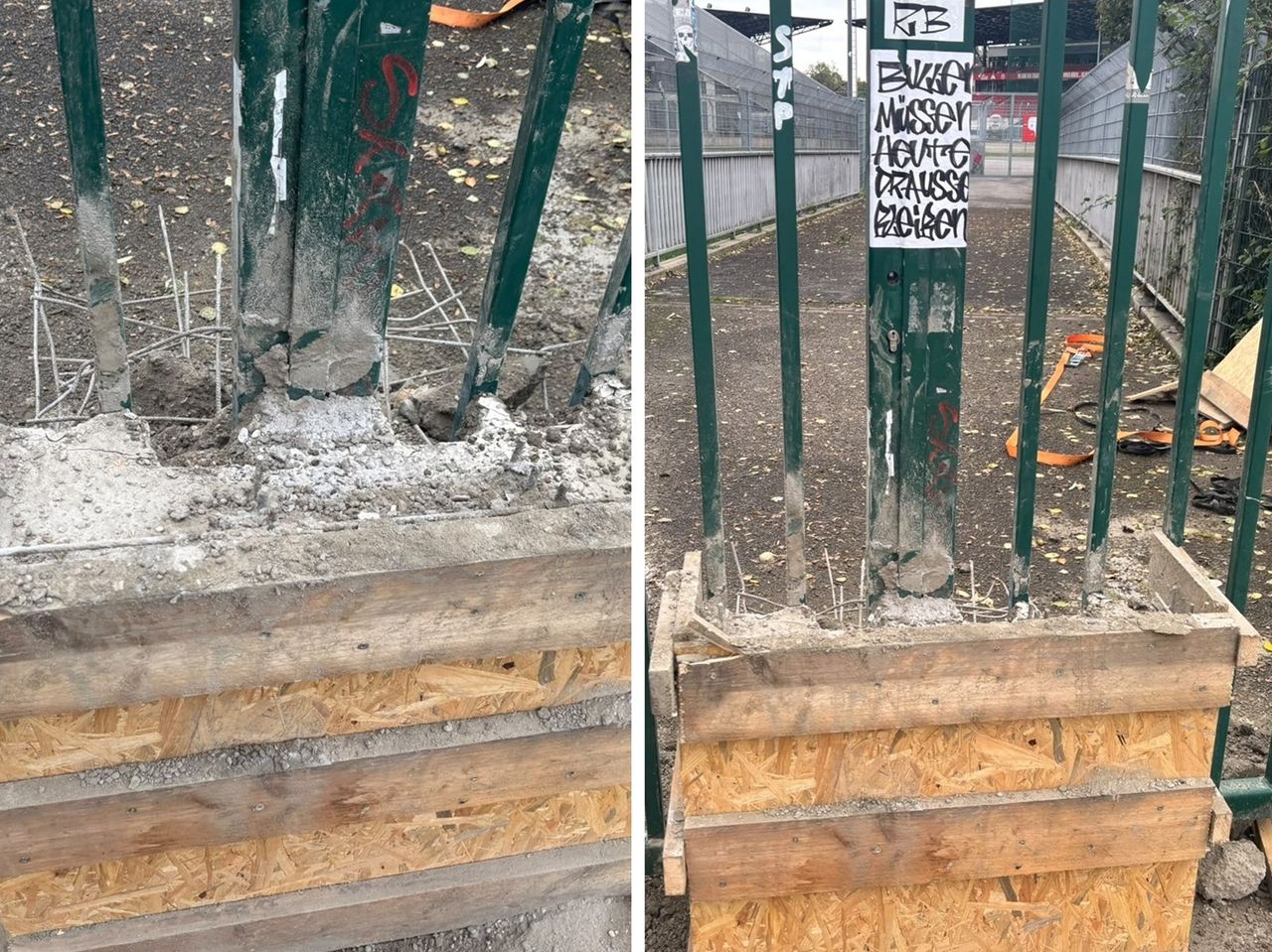 Kuriozalne sceny w Niemczech. Zabetonowali wejście na stadion