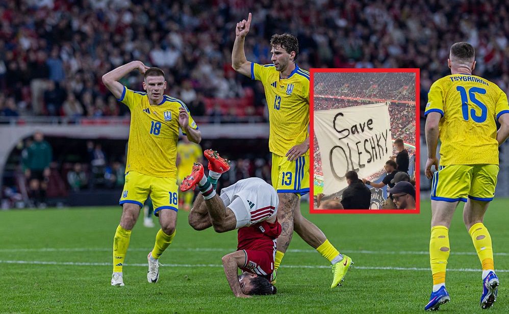 Mecz Węgry - Ukraina. Taki transparent pojawił się na trybunach