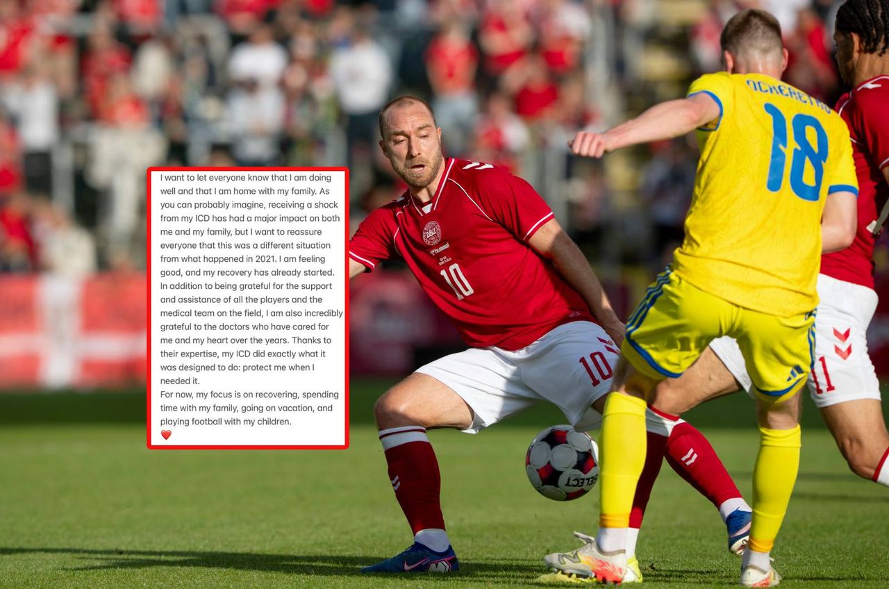Eriksen zamieścił wpis po zasłabnięciu. 