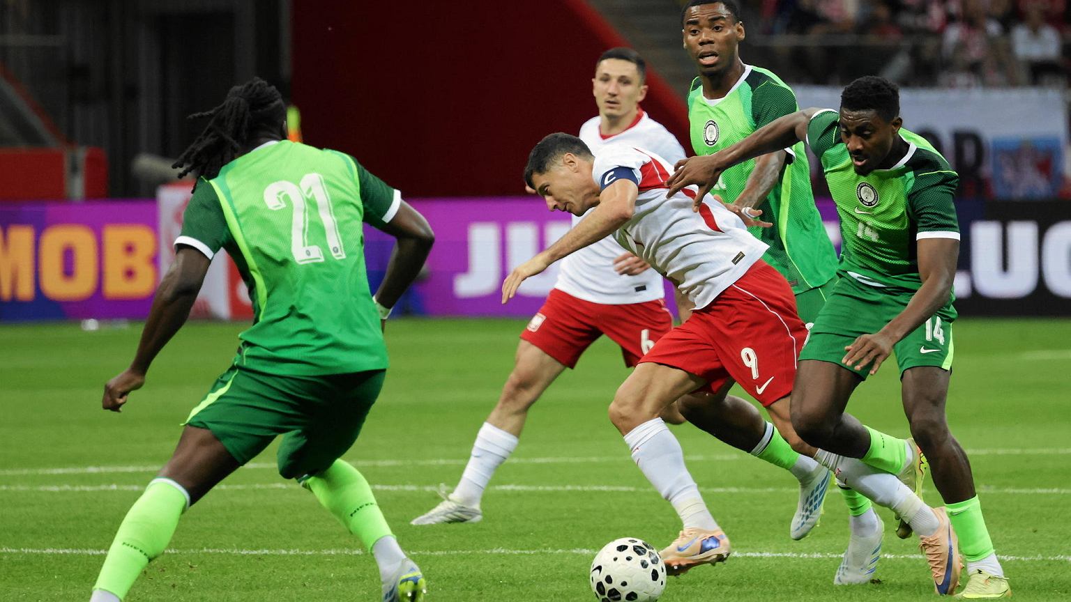 Nigeria reaguje po meczu z Polską. 